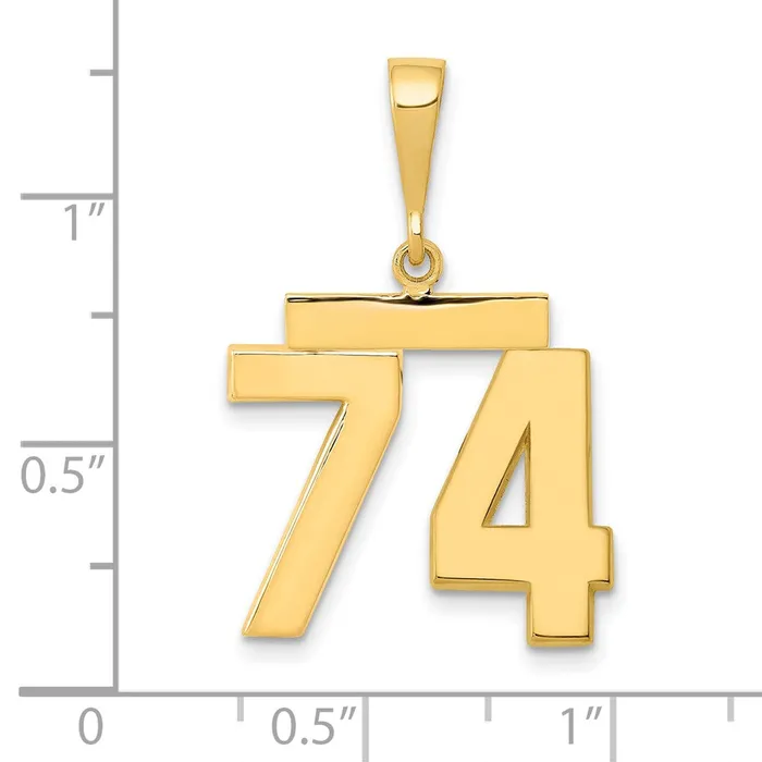 Charm Necklaces Goldia 14k Yellow Gold Medium Polished Number 74 Charm