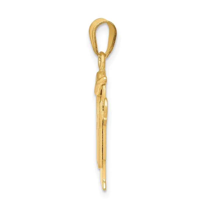 Charm Necklaces Goldia 14k Yellow Gold Solid Engravable Boy in Overalls with Hat on Left Charm