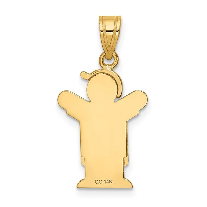 Charm Necklaces Goldia 14k Yellow Gold Solid Engravable Boy in Overalls with Hat on Left Charm