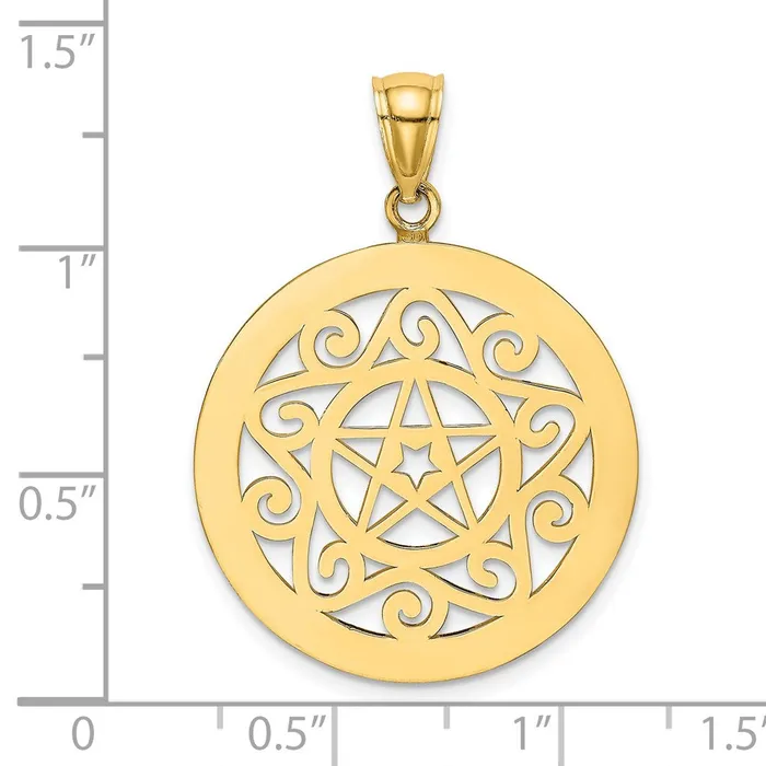 Charm Necklaces Goldia 14k Yellow Gold Tribal Star In Round Frame Charm
