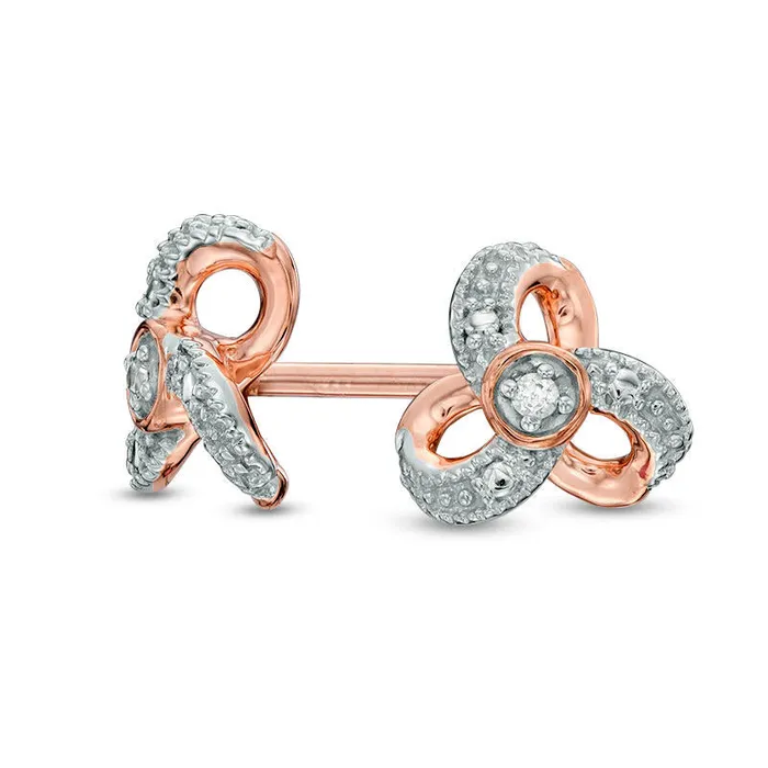 Diamond Accent TripleLoop Stud Earrings in 10K Rose Gold Goldia Earrings