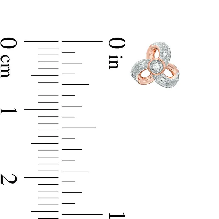 Diamond Accent TripleLoop Stud Earrings in 10K Rose Gold Goldia Earrings