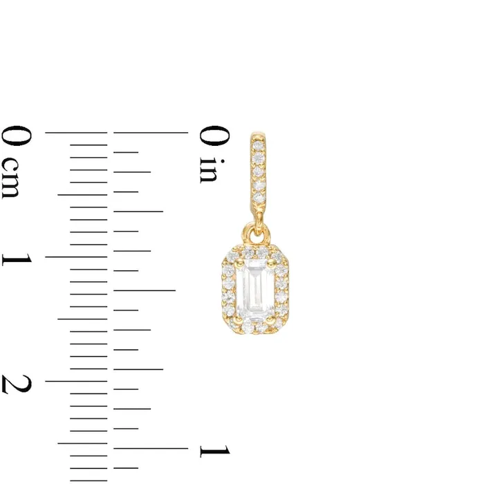 Earrings 063 CT TW EmeraldCut Diamond Frame Drop Earrings in 14K Gold Goldia