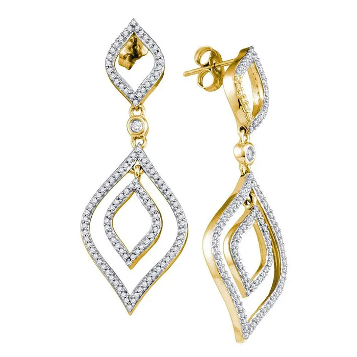 Earrings 10k Yellow Gold Round Diamond Dangle Earrings 34 Cttw gndatlanta