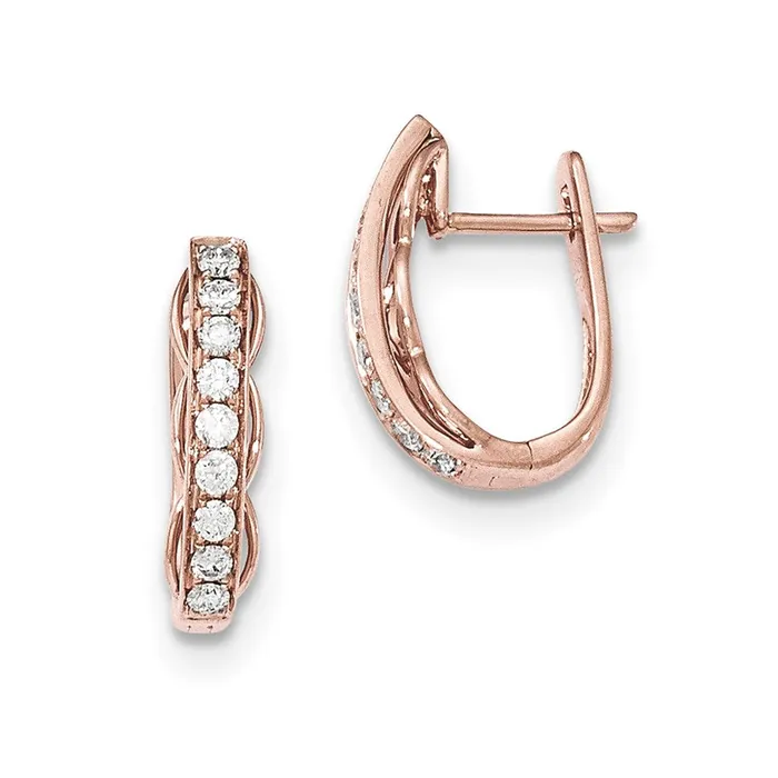 Earrings 14k Rose Gold Fancy Undercarriage Real Diamond Hinged Post Earrings Goldia