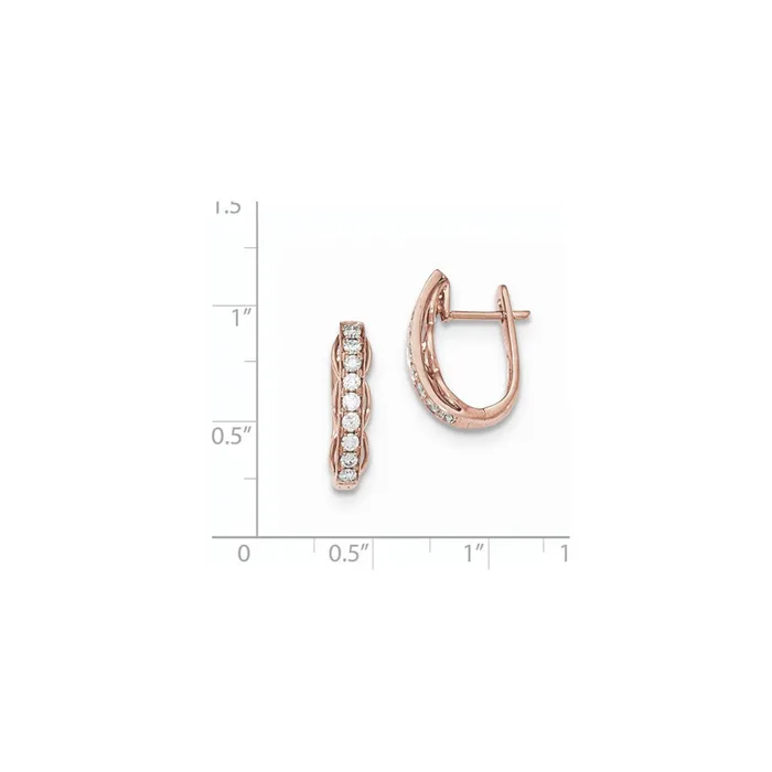 Earrings 14k Rose Gold Fancy Undercarriage Real Diamond Hinged Post Earrings Goldia