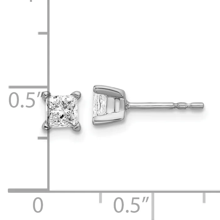 Earrings 14k White Gold 23 ctw Lab Grown Diamond VSSI G Princess 4 Prong Heavy Wt Stud Earrings Goldia