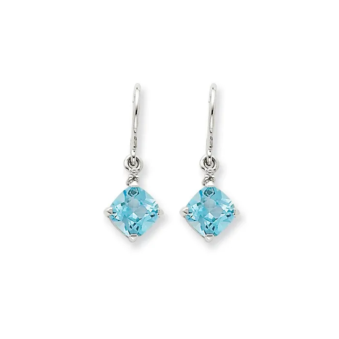 Earrings 14k White Gold Blue Topaz u0026 Real Diamond Dangle Earrings Goldia