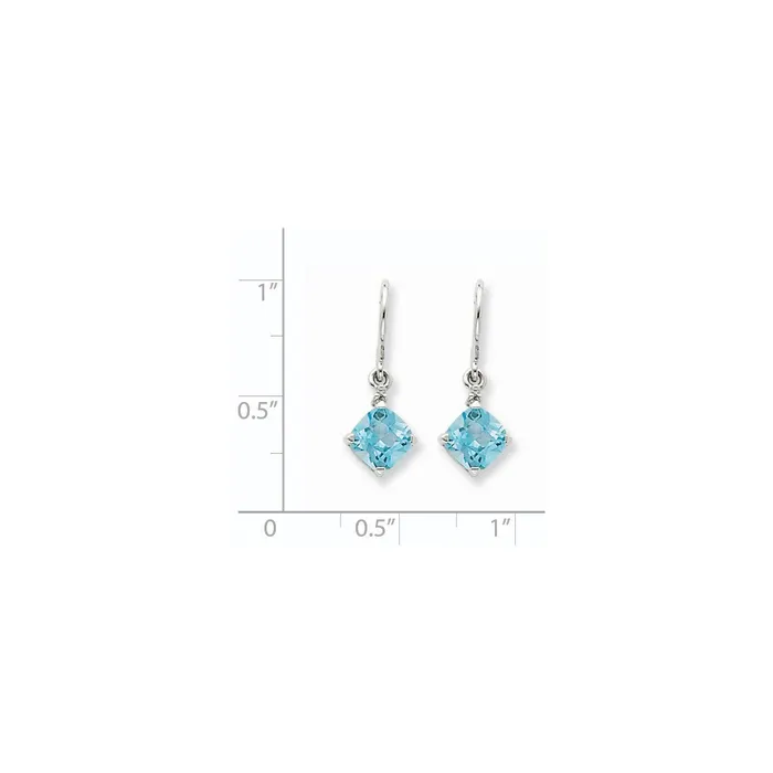 Earrings 14k White Gold Blue Topaz u0026 Real Diamond Dangle Earrings Goldia