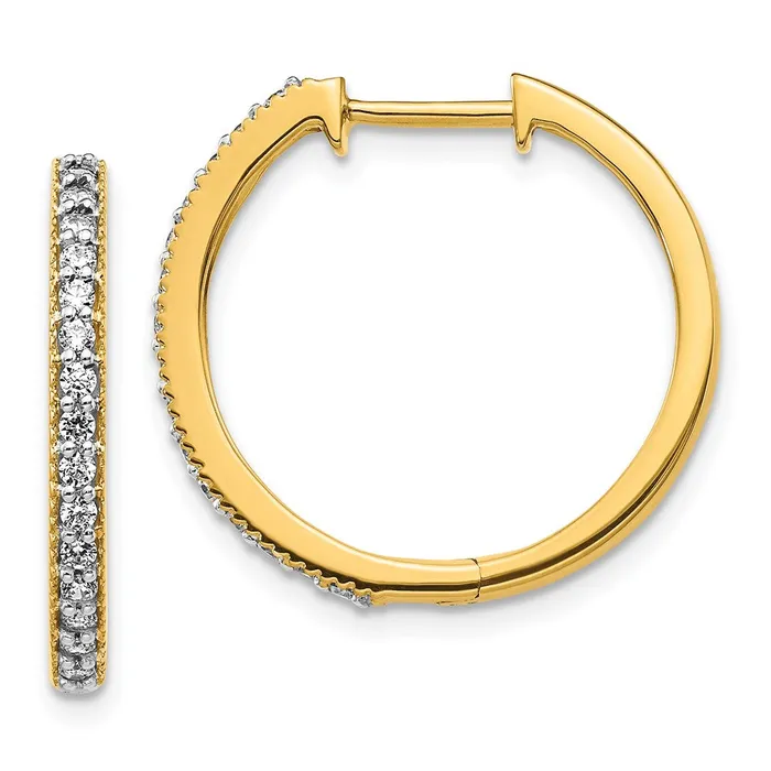 Earrings 14k Yellow Gold Real Diamond Milgrain Hinged Hoop Earrings Goldia