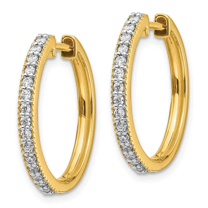 Earrings 14k Yellow Gold Real Diamond Milgrain Hinged Hoop Earrings Goldia