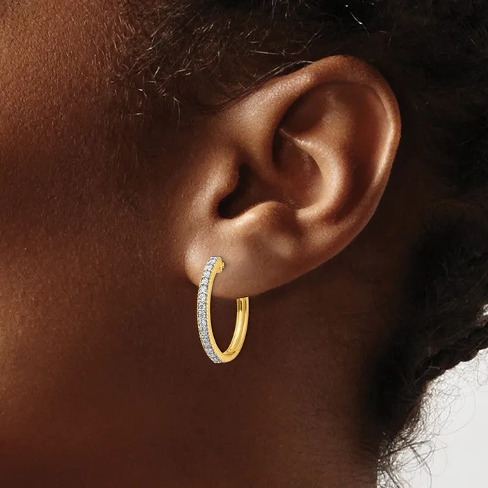Earrings 14k Yellow Gold Real Diamond Milgrain Hinged Hoop Earrings Goldia