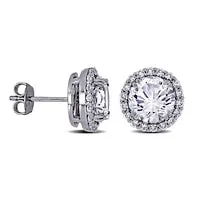 Earrings 80mm LabCreated White Sapphire Frame Stud Earrings in Sterling Silver Goldia