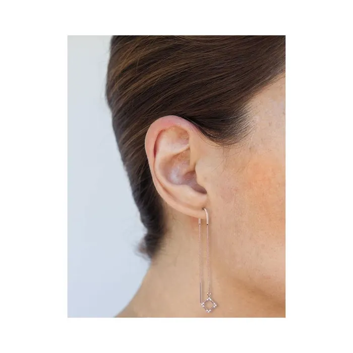 Earrings gndatlanta 10k Rose Gold Round Diamond Diagonal Square Dangle Threader Earrings 110 Cttw