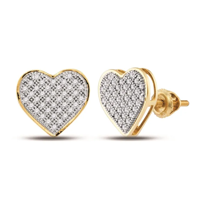 Earrings gndatlanta 10k Yellow Gold Round Diamond Heart Earrings 14 Cttw