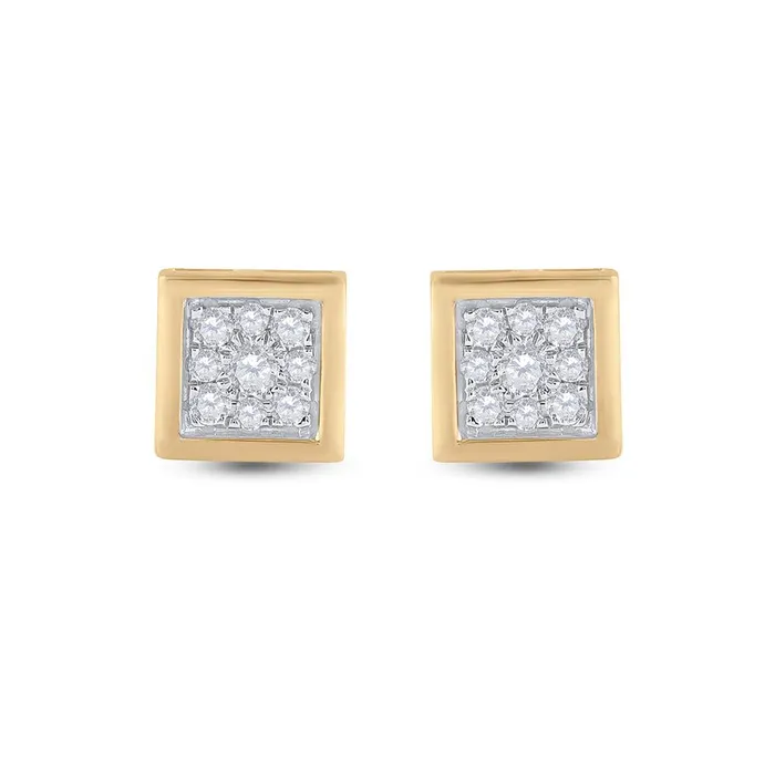 Earrings gndatlanta 14k Yellow Gold Round Diamond Square Earrings 13 Cttw