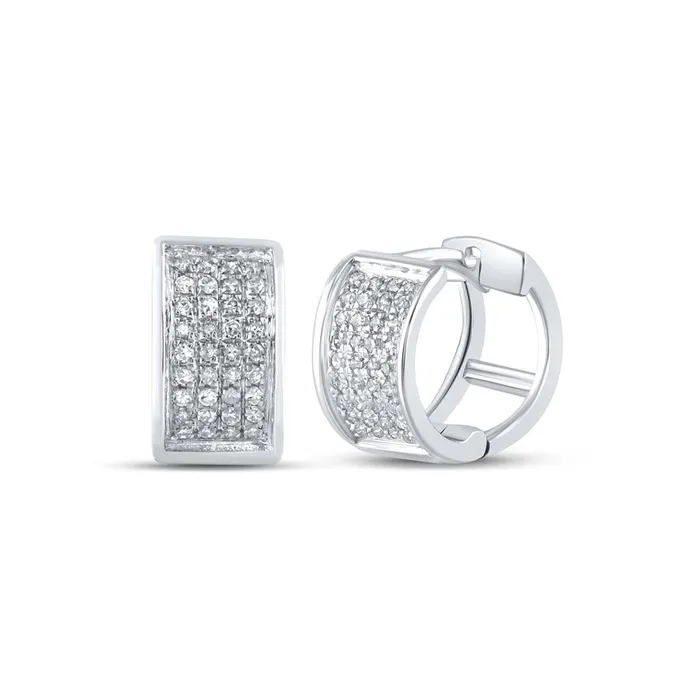 Earrings gndatlanta Sterling Silver Diamond Unisex Huggie Hoop Earrings 16 Cttw