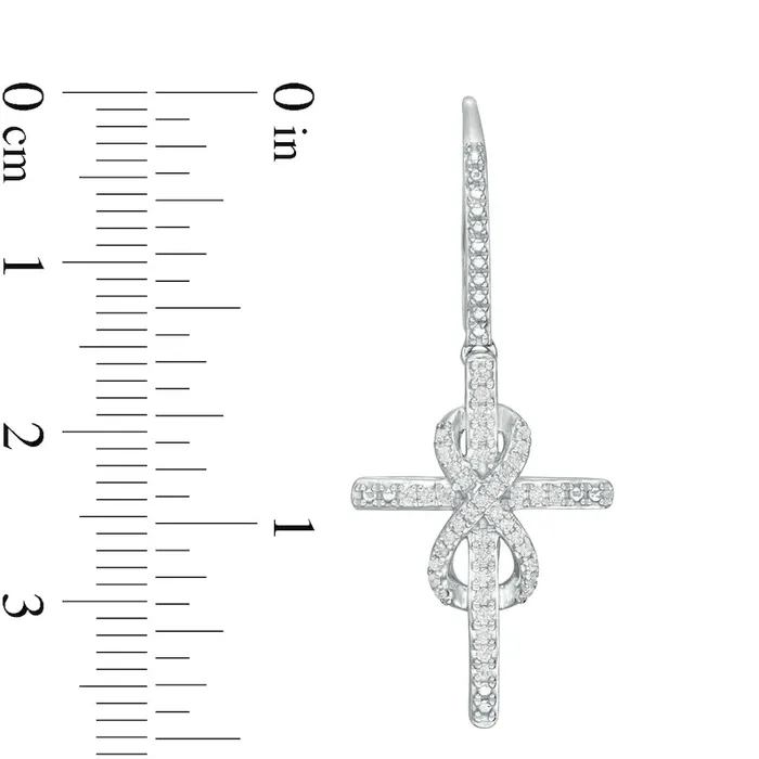 Earrings Goldia 033 CT TW Diamond Cross with Infinity Drop Earrings in Sterling Silver