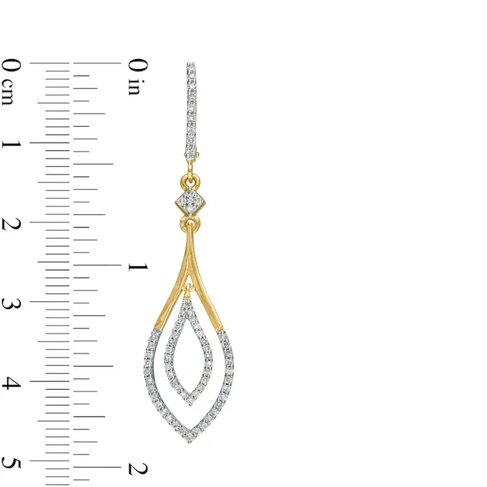 Earrings Goldia 05 CT TW Diamond Double Outline Teardrop Earrings in 10K Gold