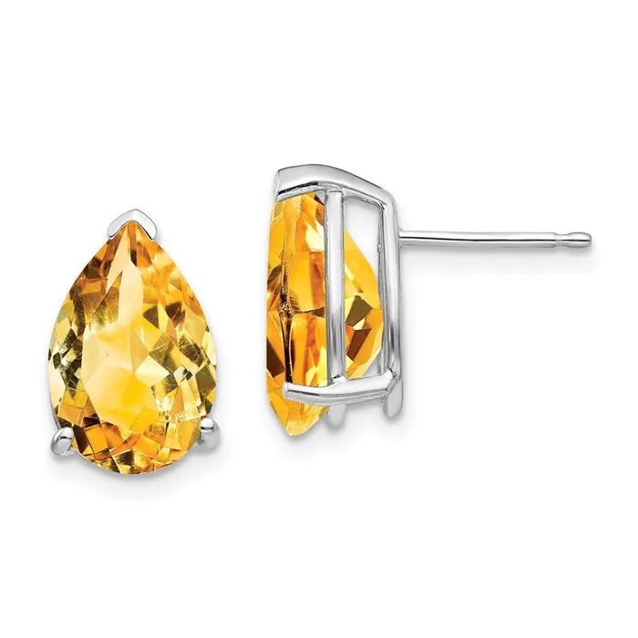 Earrings Goldia 14k White Gold Citrine Pear Stud Earrings