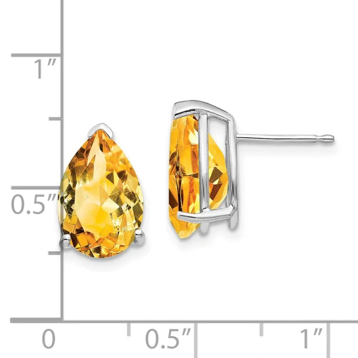 Earrings Goldia 14k White Gold Citrine Pear Stud Earrings