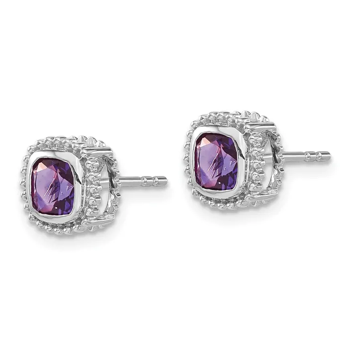 Earrings Goldia 14k White Gold Cushion Amethyst Earrings