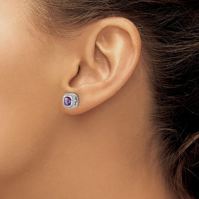 Earrings Goldia 14k White Gold Cushion Amethyst Earrings
