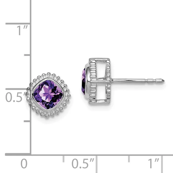 Earrings Goldia 14k White Gold Cushion Amethyst Earrings