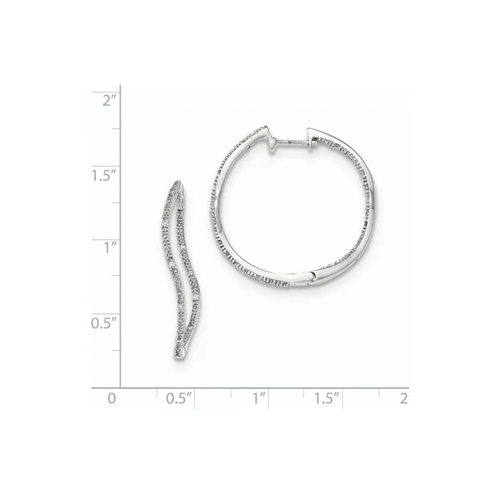 Earrings Goldia 14k White Gold InOut Real Diamond Hinged Twisted Round Hoop Earrings
