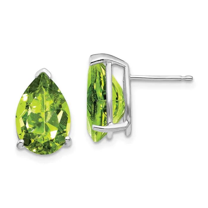 Earrings Goldia 14k White Gold Peridot Pear Stud Earrings