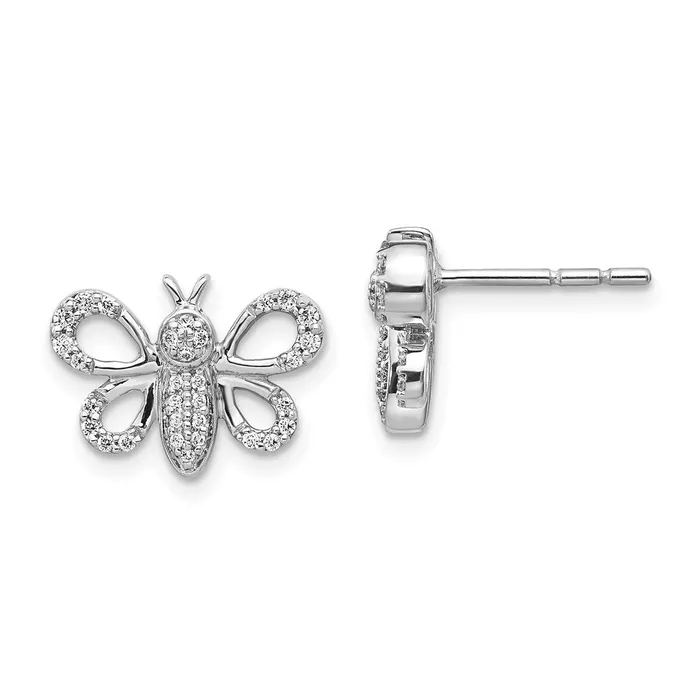 Earrings Goldia 14k White Gold Real Diamond Bee Earrings