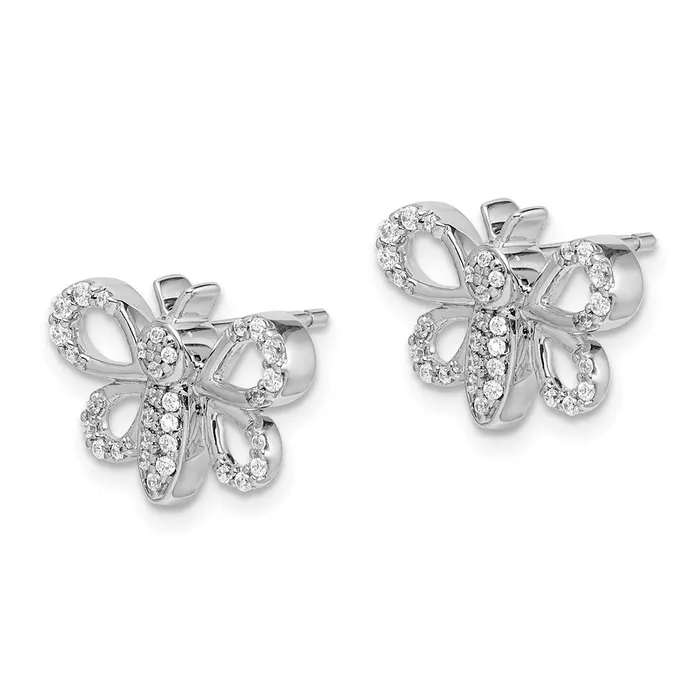 Earrings Goldia 14k White Gold Real Diamond Bee Earrings