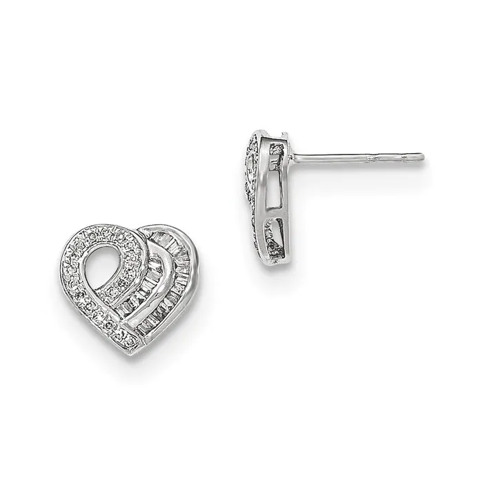 Earrings Goldia 14k White Gold Real Diamond Heart Post Earring