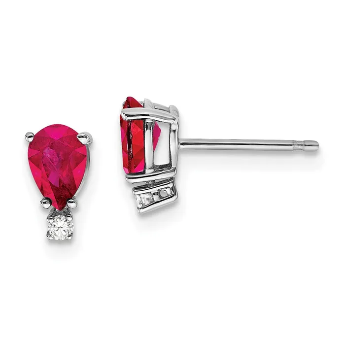 Earrings Goldia 14k White Gold Ruby Real Diamond Post Earrings