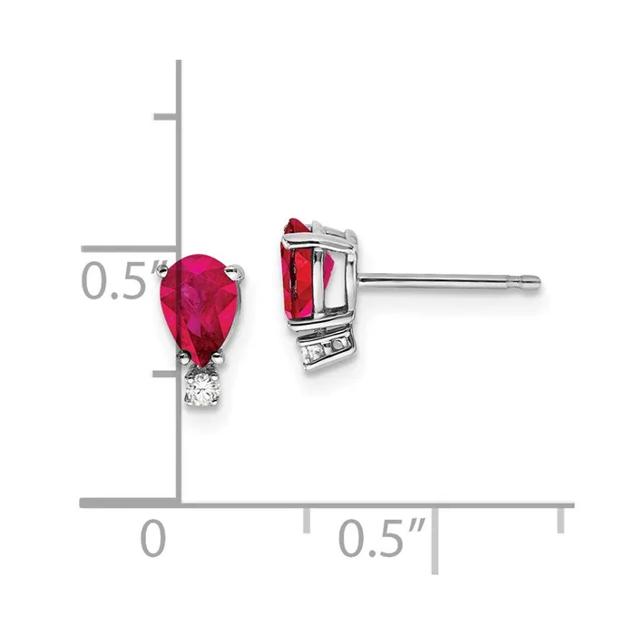 Earrings Goldia 14k White Gold Ruby Real Diamond Post Earrings
