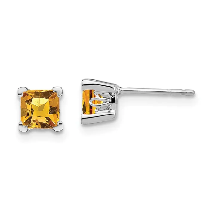 Earrings Goldia 14k White Gold Square Citrine Earrings