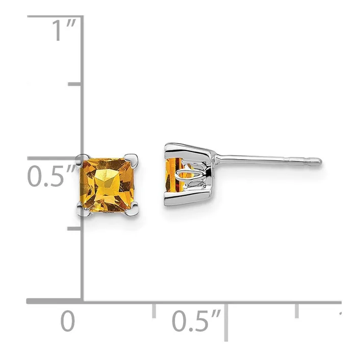 Earrings Goldia 14k White Gold Square Citrine Earrings