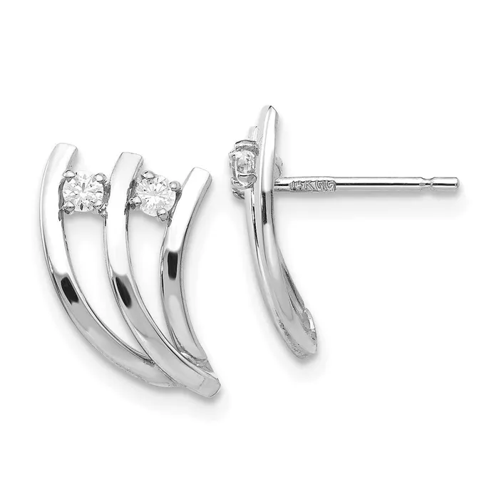Earrings Goldia 14k White Gold White Polished Fancy CZ Post Earrings