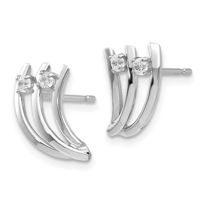 Earrings Goldia 14k White Gold White Polished Fancy CZ Post Earrings