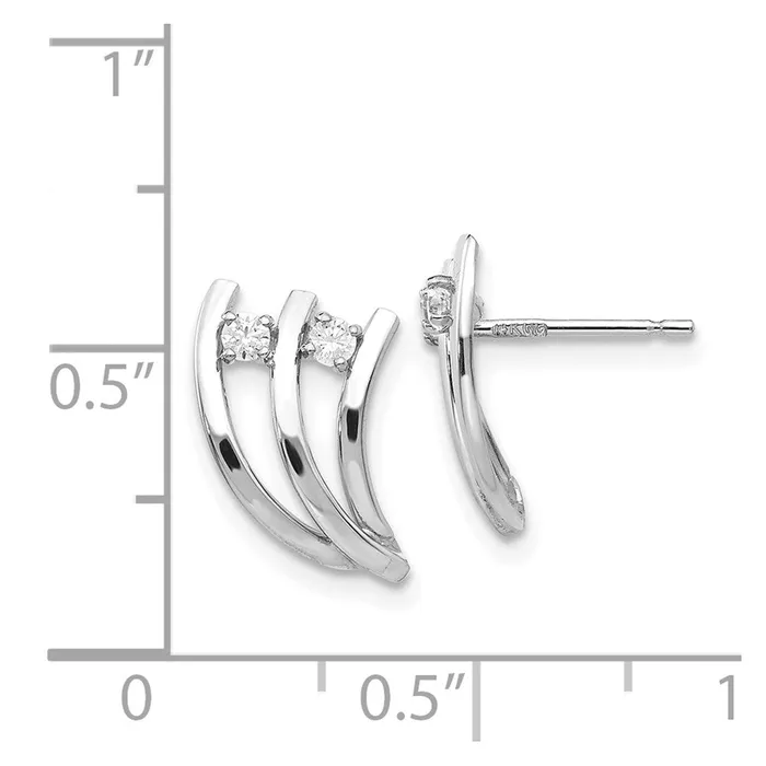 Earrings Goldia 14k White Gold White Polished Fancy CZ Post Earrings
