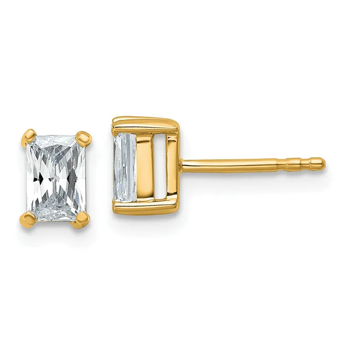 Earrings Goldia 14k Yellow Gold 1 ctw Lab Grown Diamond VSSI G Radiant 4 Prong Heavy Wt Stud Earrings