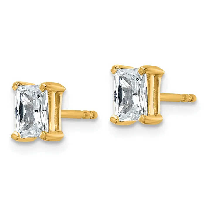 Earrings Goldia 14k Yellow Gold 1 ctw Lab Grown Diamond VSSI G Radiant 4 Prong Heavy Wt Stud Earrings