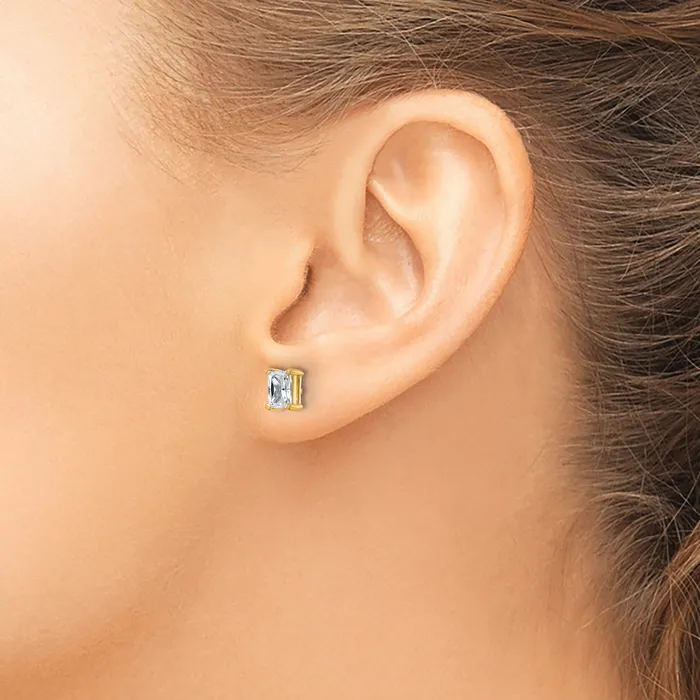 Earrings Goldia 14k Yellow Gold 1 ctw Lab Grown Diamond VSSI G Radiant 4 Prong Heavy Wt Stud Earrings