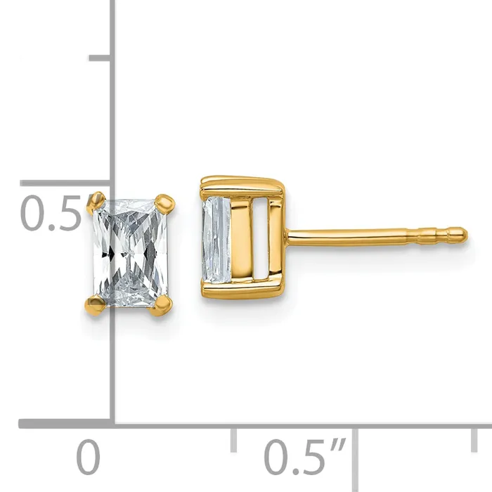 Earrings Goldia 14k Yellow Gold 1 ctw Lab Grown Diamond VSSI G Radiant 4 Prong Heavy Wt Stud Earrings