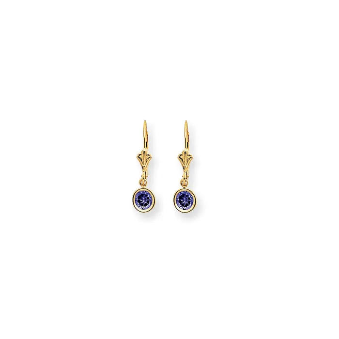 Earrings Goldia 14k Yellow Gold 5mm Tanzanite leverback earring