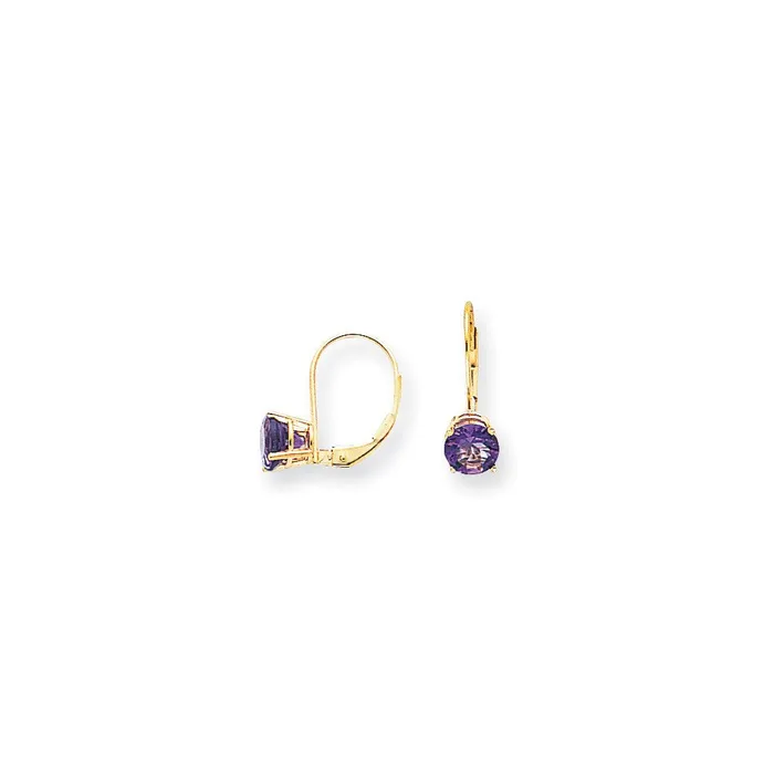 Earrings Goldia 14k Yellow Gold 6mm Amethyst Checker leverback Earrings