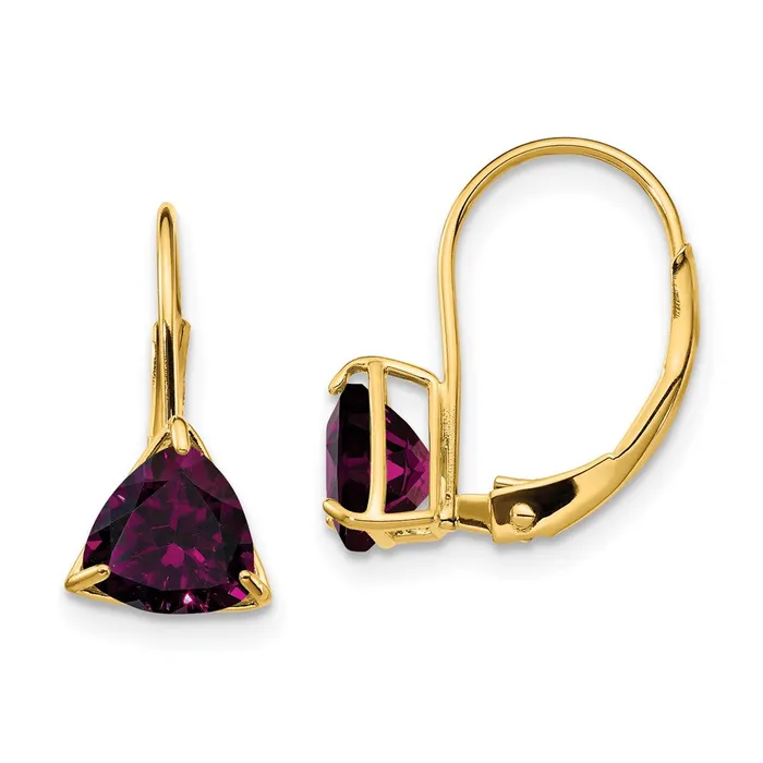 Earrings Goldia 14k Yellow Gold 6mm Rhodolite Garnet Leverback Earrings