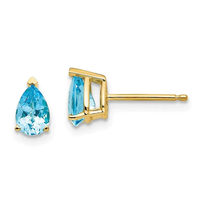 Earrings Goldia 14k Yellow Gold 6x4mm Pear Blue Topaz Earrings