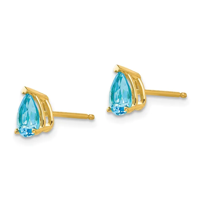 Earrings Goldia 14k Yellow Gold 6x4mm Pear Blue Topaz Earrings