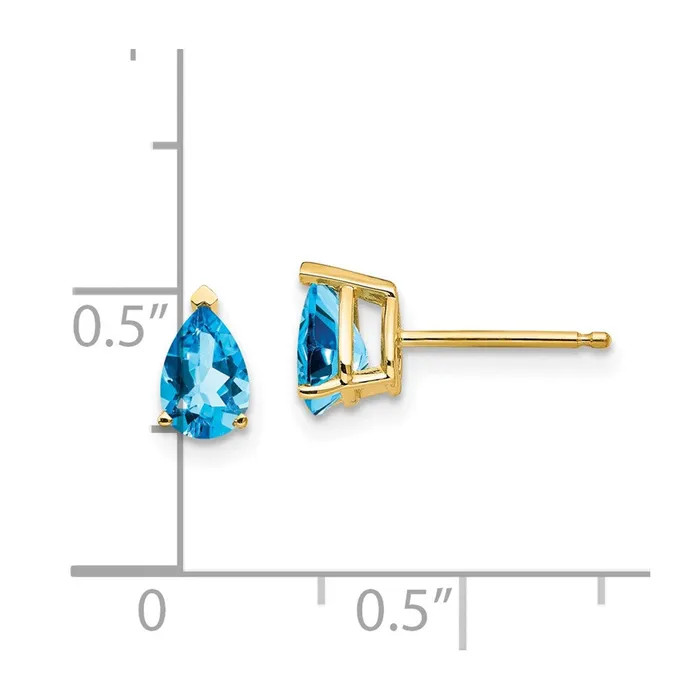 Earrings Goldia 14k Yellow Gold 6x4mm Pear Blue Topaz Earrings